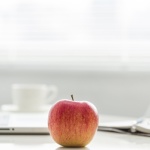 Apple on a desk
