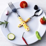 Tableware and food as a clock